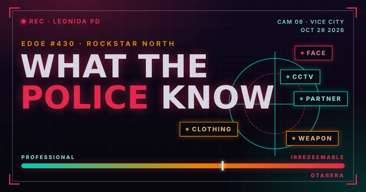 GTA 6 Edge cover story surveillance-style graphic