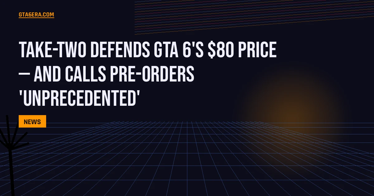 Take-Two Defends GTA 6's $80 Price — And Calls Pre-Orders 'Unprecedented'